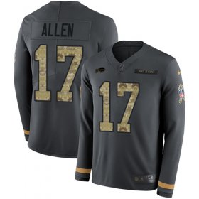 Wholesale Cheap Nike Bills #17 Josh Allen Anthracite Salute to Service Men\'s Stitched NFL Limited Therma Long Sleeve Jersey