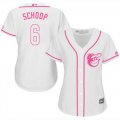 Wholesale Cheap Orioles #6 Jonathan Schoop White/Pink Fashion Women's Stitched MLB Jersey