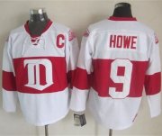 Wholesale Cheap Red Wings #9 Gordie Howe White Winter Classic CCM Throwback Stitched NHL Jersey