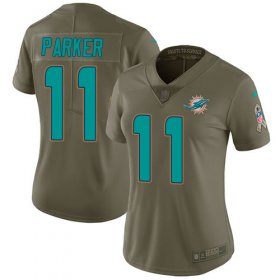 Wholesale Cheap Nike Dolphins #11 DeVante Parker Olive Women\'s Stitched NFL Limited 2017 Salute to Service Jersey