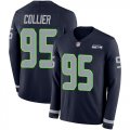Wholesale Cheap Nike Seahawks #95 L.J. Collier Steel Blue Team Color Men's Stitched NFL Limited Therma Long Sleeve Jersey