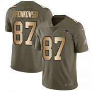 Wholesale Cheap Nike Patriots #87 Rob Gronkowski Olive/Gold Men's Stitched NFL Limited 2017 Salute To Service Jersey