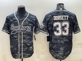 Wholesale Cheap Men\'s Dallas Cowboys #33 Tony Dorsett Grey Camo With Patch Cool Base Stitched Baseball Jersey