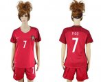 Wholesale Cheap Women's Portugal #7 Figo Home Soccer Country Jersey