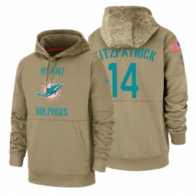 Wholesale Cheap Miami Dolphin #14 Ryan Fitzpatrick Nike Tan 2019 Salute To Service Name & Number Sideline Therma Pullover Hoodie
