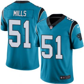 Wholesale Cheap Nike Panthers #51 Sam Mills Blue Men\'s Stitched NFL Limited Rush Jersey