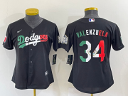Wholesale Cheap Women's Los Angeles Dodgers #34 Toro Valenzuela Mexico Black Cool Base Stitched Baseball Jersey