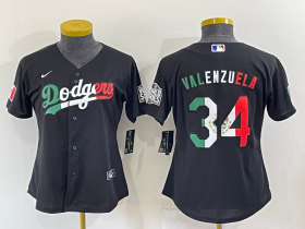 Wholesale Cheap Women\'s Los Angeles Dodgers #34 Toro Valenzuela Mexico Black Cool Base Stitched Baseball Jersey