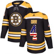 Wholesale Cheap Adidas Bruins #4 Bobby Orr Black Home Authentic USA Flag Stitched NHL Jersey