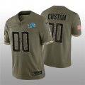 Wholesale Cheap Men's Detroit Lions ACTIVE PLAYER Custom 2022 Olive Salute To Service Limited Stitched Jersey