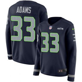 Wholesale Cheap Nike Seahawks #33 Jamal Adams Steel Blue Team Color Women\'s Stitched NFL Limited Therma Long Sleeve Jersey
