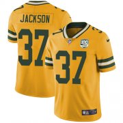 Wholesale Cheap Nike Packers #37 Josh Jackson Yellow Men's 100th Season Stitched NFL Limited Rush Jersey