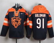 Wholesale Cheap Nike Bears #91 Eddie Goldman Navy Blue Player Pullover NFL Hoodie