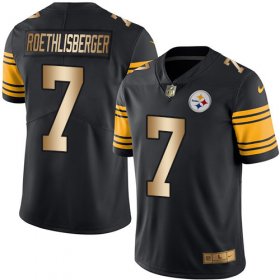Wholesale Cheap Nike Steelers #7 Ben Roethlisberger Black Men\'s Stitched NFL Limited Gold Rush Jersey