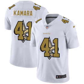 Wholesale Cheap New Orleans Saints #41 Alvin Kamara White Men\'s Nike Team Logo Dual Overlap Limited NFL Jersey