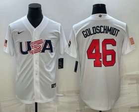 Cheap Men\'s USA Baseball #46 Paul Goldschmidt 2023 White World Baseball Classic Stitched Jerseys