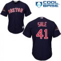 Wholesale Cheap Red Sox #41 Chris Sale Navy Blue Cool Base 2018 World Series Stitched Youth MLB Jersey