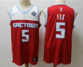 Wholesale Cheap Men\'s Sacramento Kings #5 De\'Aaron Fox Red 2020 Nike City Edition Swingman Jersey With The Sponsor Logo