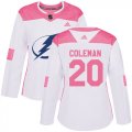 Cheap Adidas Lightning #20 Blake Coleman White/Pink Authentic Fashion Women's Stitched NHL Jersey