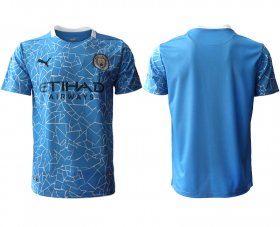 Wholesale Cheap Men 2020-2021 club Manchester City home aaa version blank blue Soccer Jerseys