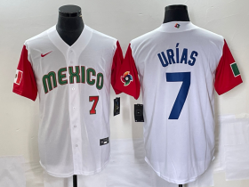 Wholesale Cheap Men\'s Mexico Baseball #7 Julio Urias Number 2023 White Red World Classic Stitched Jersey3