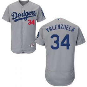 Wholesale Cheap Dodgers #34 Fernando Valenzuela Grey Flexbase Authentic Collection Stitched MLB Jersey