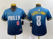 Cheap Women's Philadelphia Phillies #8 Nick Castellanos Blue 2024 City Connect Limited Stitched Jerseys