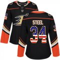 Wholesale Cheap Adidas Ducks #34 Sam Steel Black Home Authentic USA Flag Women's Stitched NHL Jersey