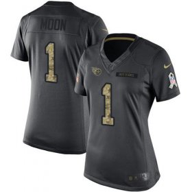 Wholesale Cheap Nike Titans #1 Warren Moon Black Women\'s Stitched NFL Limited 2016 Salute to Service Jersey