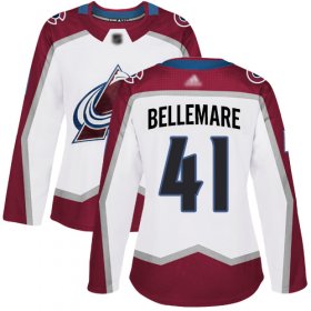 Wholesale Cheap Adidas Avalanche #41 Pierre-Edouard Bellemare White Road Authentic Women\'s Stitched NHL Jersey