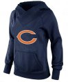 Wholesale Cheap Women's Chicago Bears Logo Pullover Hoodie Navy Blue-2