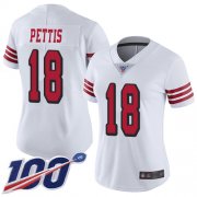 Wholesale Cheap Nike 49ers #18 Dante Pettis White Rush Women's Stitched NFL Limited 100th Season Jersey