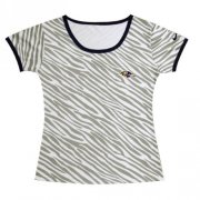 Wholesale Cheap Women's Nike Baltimore Ravens Chest Embroidered Logo Zebra Stripes T-Shirt