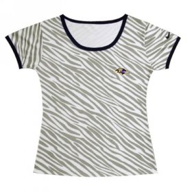 Wholesale Cheap Women\'s Nike Baltimore Ravens Chest Embroidered Logo Zebra Stripes T-Shirt