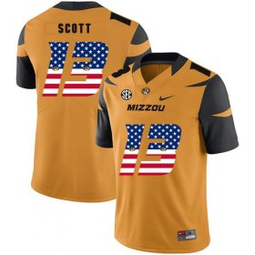 Wholesale Cheap Missouri Tigers 13 Kam Scott Gold USA Flag Nike College Football Jersey