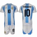 Cheap Men's Argentina #10 Diego Maradona White Blue 2024-25 Home Soccer Jersey Suit
