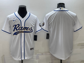 Wholesale Men\'s Los Angeles Rams Blank White Stitched MLB Cool Base Nike Baseball Jersey