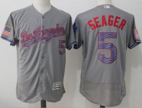 Wholesale Cheap Dodgers #5 Corey Seager Grey Fashion Stars & Stripes Flexbase Authentic Stitched MLB Jersey