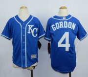 Wholesale Cheap Royals #4 Alex Gordon Blue Cool Base Stitched Youth MLB Jersey