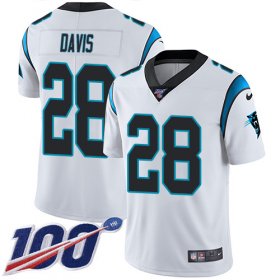 Wholesale Cheap Nike Panthers #28 Mike Davis White Men\'s Stitched NFL 100th Season Vapor Untouchable Limited Jersey