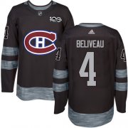 Wholesale Cheap Adidas Canadiens #4 Jean Beliveau Black 1917-2017 100th Anniversary Stitched NHL Jersey
