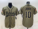Wholesale Cheap Men's New England Patriots #10 Mac Jones Olive 2022 Salute to Service Cool Base Stitched Baseball Jersey