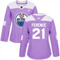 Wholesale Cheap Adidas Oilers #21 Andrew Ference Purple Authentic Fights Cancer Women's Stitched NHL Jersey