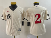 Wholesale Cheap Youth Texas Rangers #2 Marcus Semien Cream 2023 City Connect Stitched Baseball Jersey