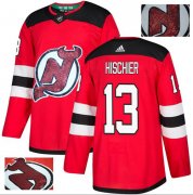 Wholesale Cheap Adidas Devils #13 Nico Hischier Red Home Authentic Fashion Gold Stitched NHL Jersey