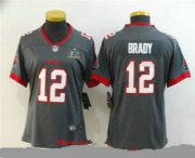 Wholesale Cheap Women's Tampa Bay Buccaneers #12 Tom Brady Grey 2021 Super Bowl LV Vapor Untouchable Stitched Nike Limited NFL Jersey