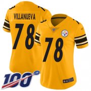 Wholesale Cheap Nike Steelers #78 Alejandro Villanueva Gold Women's Stitched NFL Limited Inverted Legend 100th Season Jersey