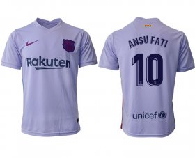 Wholesale Cheap Men\'s 2021-2022 Club Barcelona away aaa version purple 10 Soccer Jersey