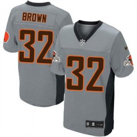 Wholesale Cheap Nike Browns #32 Jim Brown Grey Shadow Men\'s Stitched NFL Elite Jersey