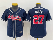 Wholesale Youth Atlanta Braves #27 Austin Riley Navy Blue Stitched MLB Cool Base Nike Jersey
